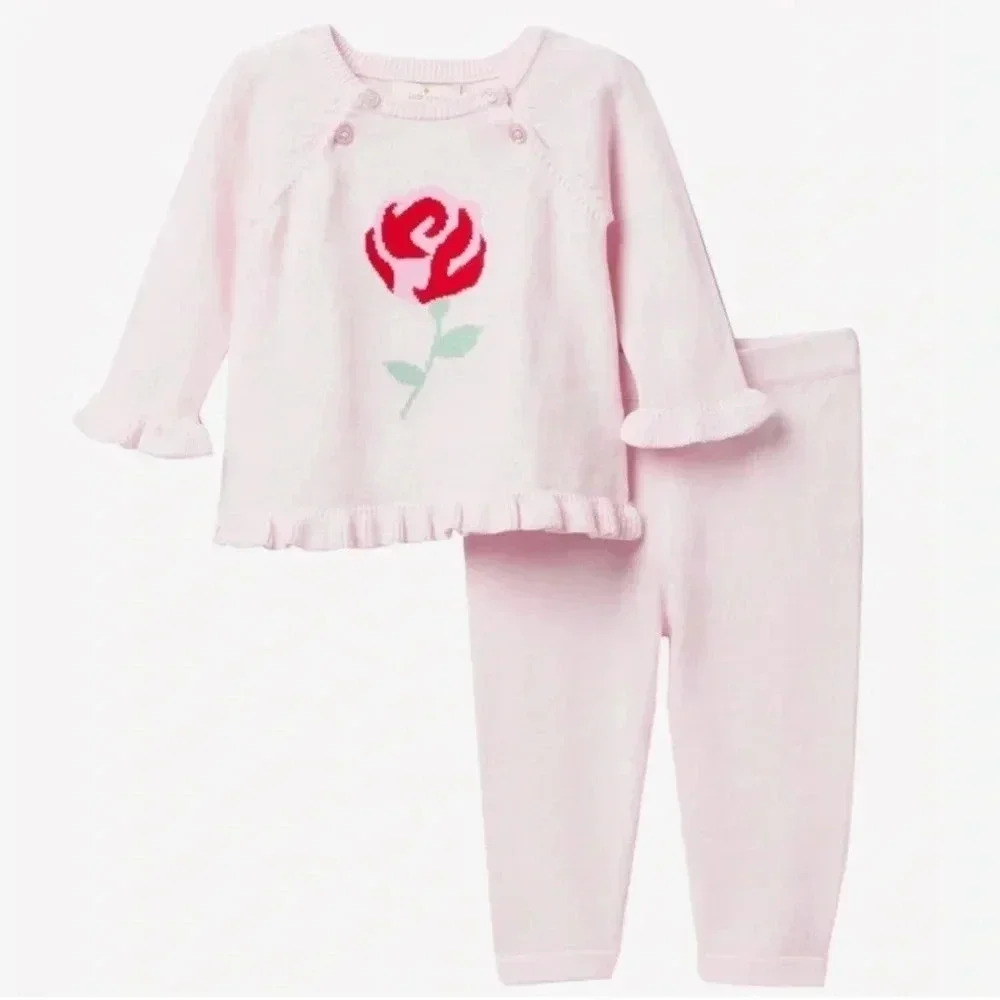 Kate Spade Baby Girl Rose Ruffle Sweater Size 9M